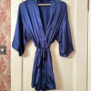 Victoria's Secret Midnight Blue Satin Robe